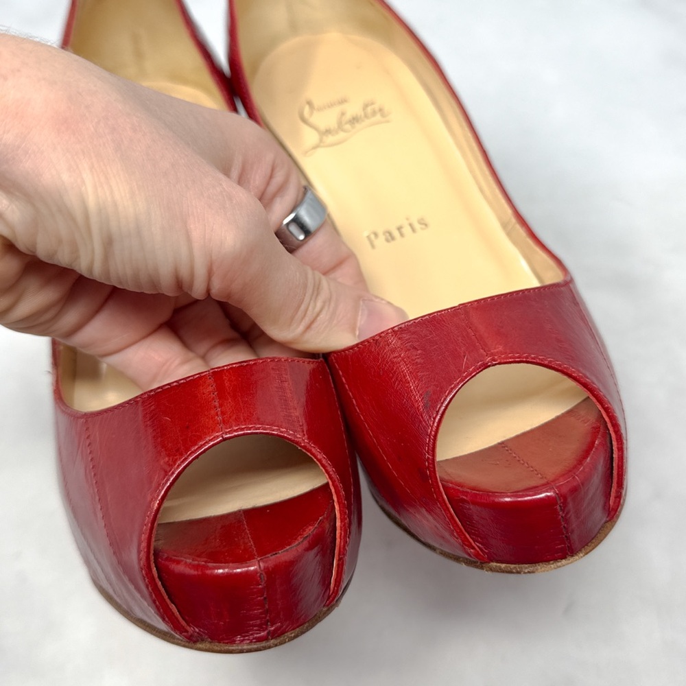 Christian Louboutin Very Prive 120 Eel Skin Leather Platform Stiletto Heel Pumps - Picture 6 of 16